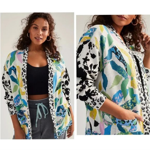 Anthropologie Maeve Savannah Contrast Open Cardigan Size Large - Picture 3 of 16